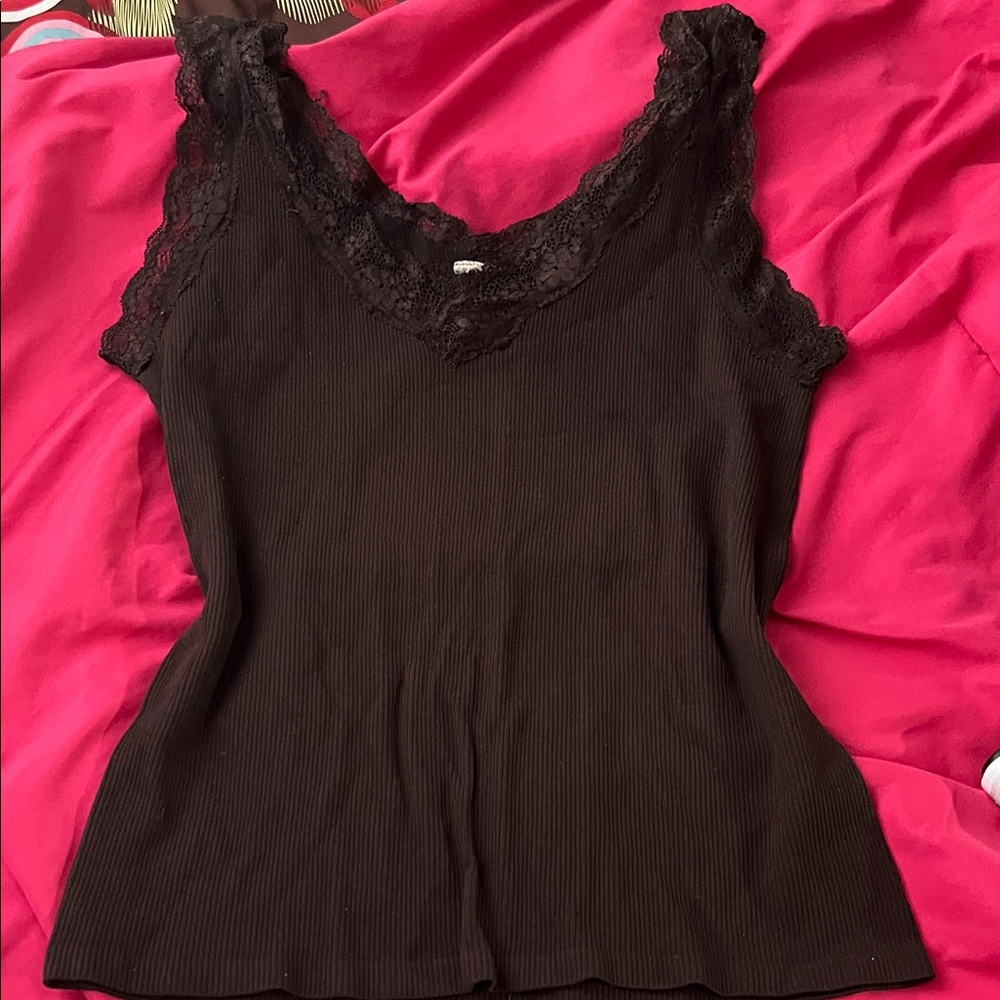 Elegant Black Lace Trim Women's Top
